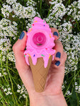 Pink Ice Cream Cone Silicone Pipe